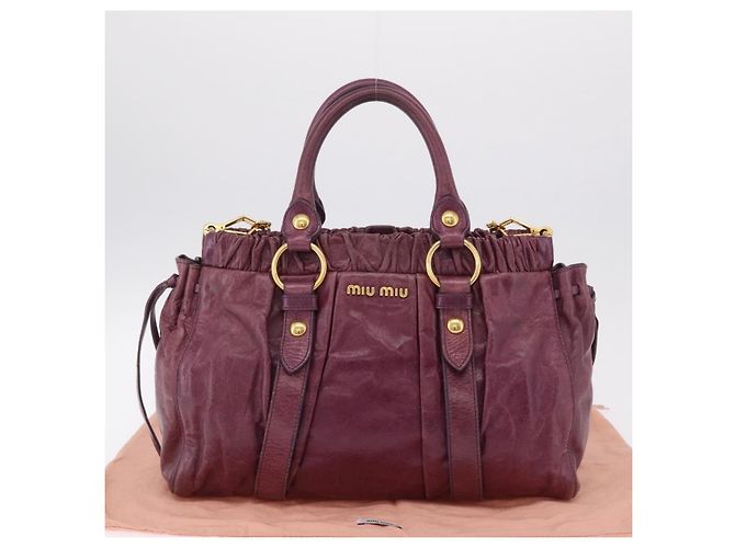 Borsa a mano Miu Miu in pelle 2way viola e oro autentica 167734M D'oro Porpora - vista 12