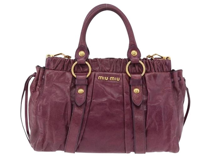 Borsa a mano Miu Miu in pelle 2way viola e oro autentica 167734M D'oro Porpora - vista 13