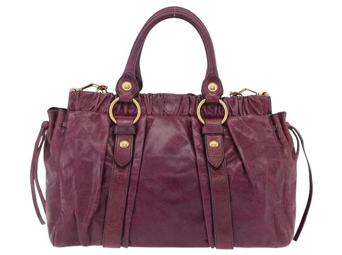 Borsa a mano Miu Miu in pelle 2way viola e oro autentica 167734M D'oro Porpora - vista 2