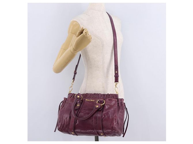 Borsa a mano Miu Miu in pelle 2way viola e oro autentica 167734M D'oro Porpora - vista 26