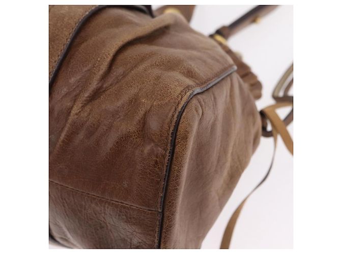 Miu Miu Handtasche Leder 2way Braun Gold Authentisch 167743M Golden - Ansicht 17