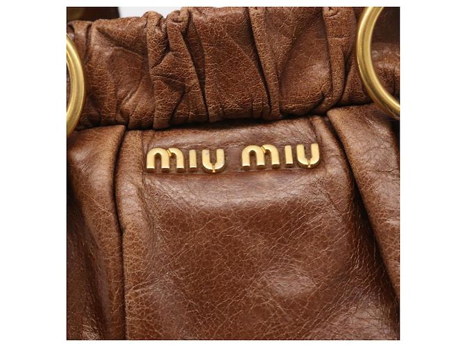Miu Miu Handtasche Leder 2way Braun Gold Authentisch 167743M Golden - Ansicht 22
