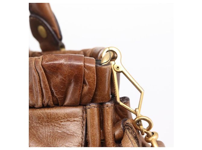 Miu Miu Handtasche Leder 2way Braun Gold Authentisch 167743M Golden - Ansicht 24