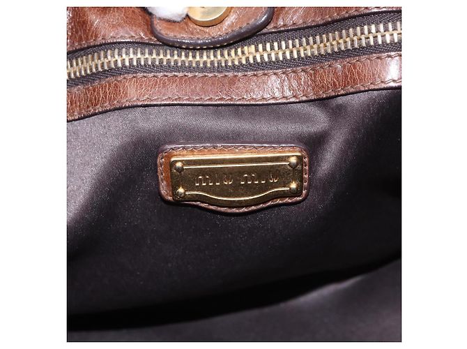 Miu Miu Handtasche Leder 2way Braun Gold Authentisch 167743M Golden - Ansicht 25