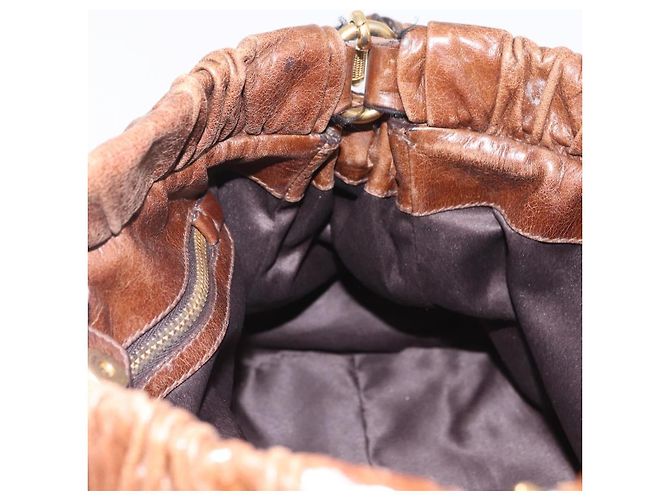 Miu Miu Handtasche Leder 2way Braun Gold Authentisch 167743M Golden - Ansicht 26