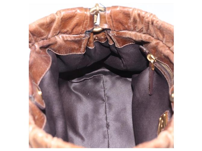 Miu Miu Handtasche Leder 2way Braun Gold Authentisch 167743M Golden - Ansicht 27