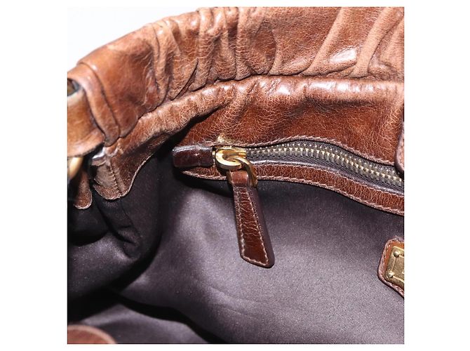 Miu Miu Handtasche Leder 2way Braun Gold Authentisch 167743M Golden - Ansicht 28