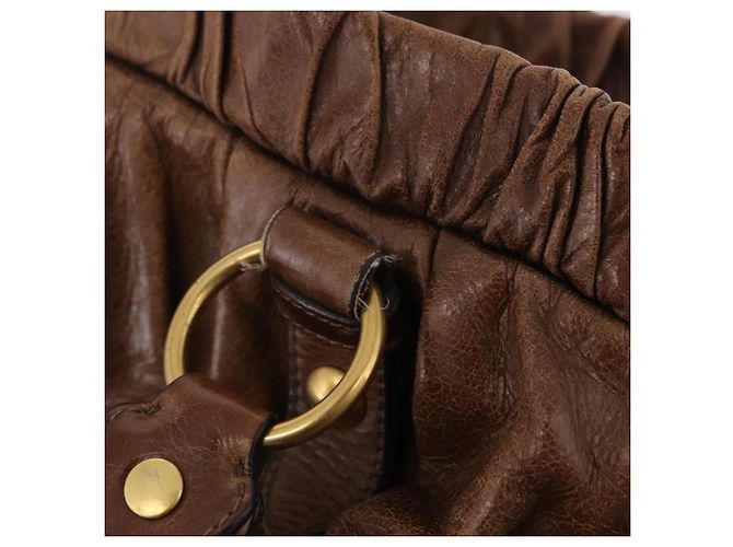 Miu Miu Handtasche Leder 2way Braun Gold Authentisch 167743M Golden - Ansicht 30