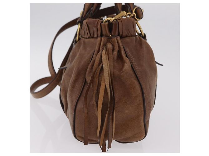 Miu Miu Handtasche Leder 2way Braun Gold Authentisch 167743M Golden - Ansicht 4