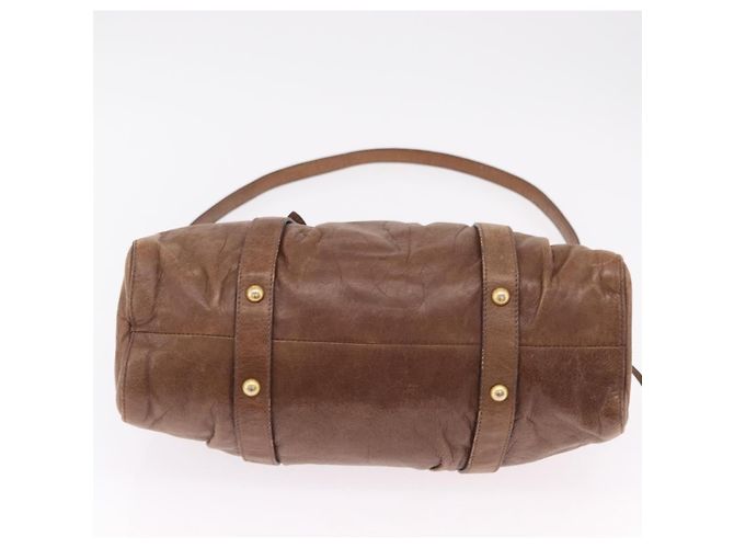 Miu Miu Handtasche Leder 2way Braun Gold Authentisch 167743M Golden - Ansicht 5