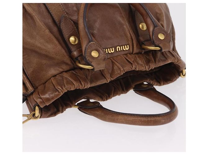 Miu Miu Handtasche Leder 2way Braun Gold Authentisch 167743M Golden - Ansicht 6