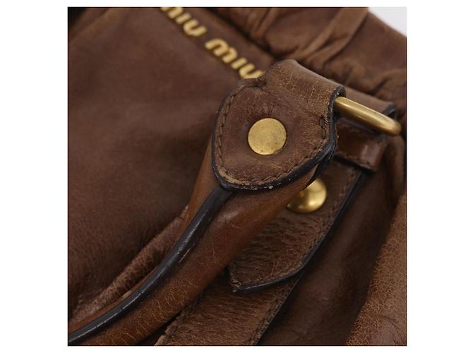 Miu Miu Handtasche Leder 2way Braun Gold Authentisch 167743M Golden - Ansicht 8