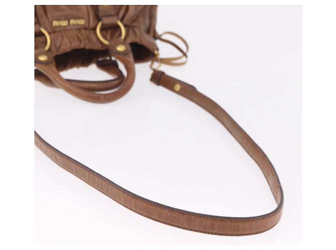 Miu Miu Handtasche Leder 2way Braun Gold Authentisch 167743M Golden - Ansicht 9