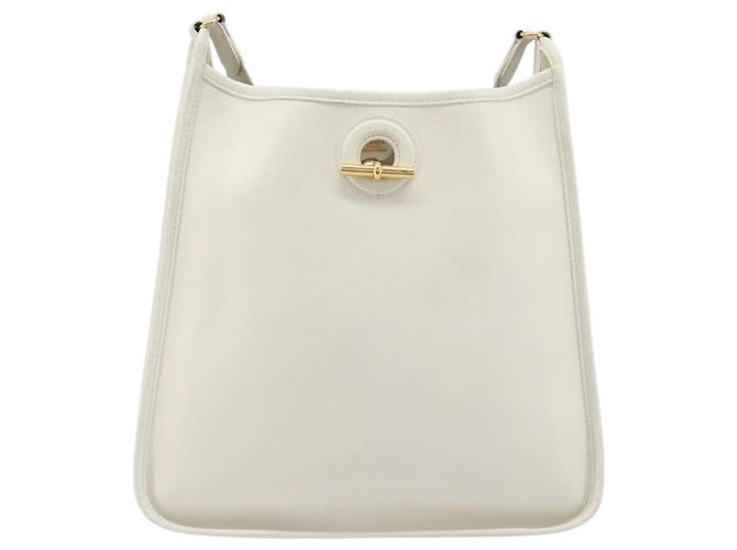 Hermès Bolsa de ombro HERMES Vespa em couro branco e ouro Auth bs37490A Dourado - vista 13