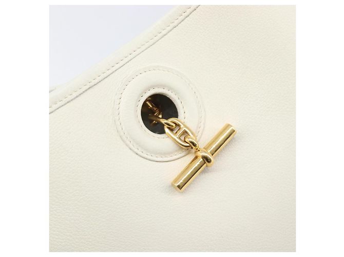 Hermès Bolsa de ombro HERMES Vespa em couro branco e ouro Auth bs37490A Dourado - vista 20