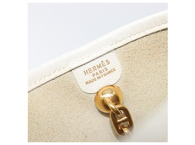 Hermès Bolsa de ombro HERMES Vespa em couro branco e ouro Auth bs37490A Dourado - vista 21