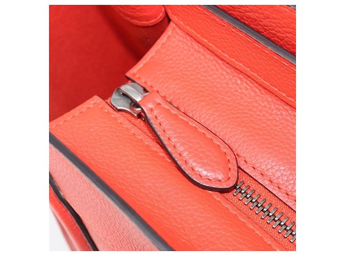 Céline CELINE Luggage Micro Shopper Handtasche aus Leder Rot Silber Authentisch 207671V - Ansicht 10