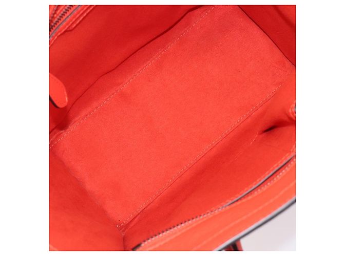 Céline CELINE Luggage Micro Shopper Handtasche aus Leder Rot Silber Authentisch 207671V - Ansicht 11