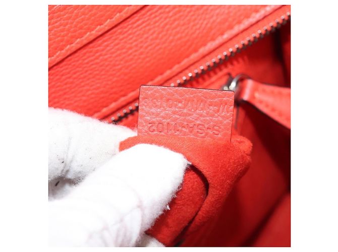 Céline CELINE Luggage Micro Shopper Handtasche aus Leder Rot Silber Authentisch 207671V - Ansicht 12