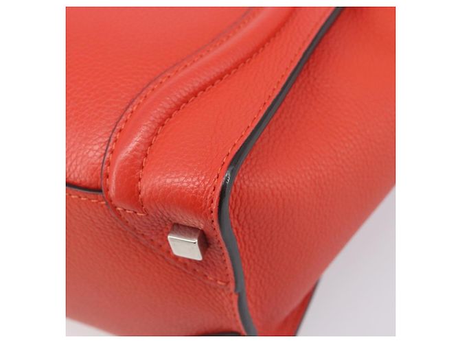 Céline CELINE Luggage Micro Shopper Handtasche aus Leder Rot Silber Authentisch 207671V - Ansicht 15