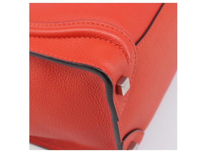 Céline CELINE Luggage Micro Shopper Handtasche aus Leder Rot Silber Authentisch 207671V - Ansicht 16