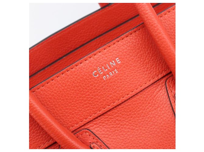 Céline CELINE Luggage Micro Shopper Handtasche aus Leder Rot Silber Authentisch 207671V - Ansicht 18