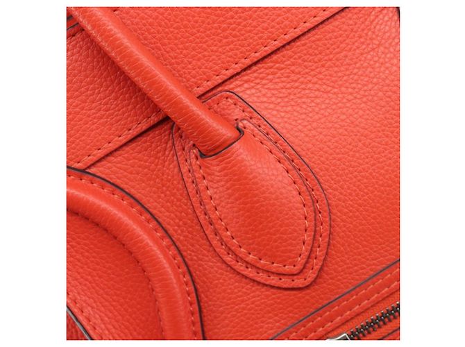 Céline CELINE Luggage Micro Shopper Handtasche aus Leder Rot Silber Authentisch 207671V - Ansicht 19