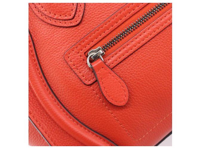 Céline CELINE Luggage Micro Shopper Handtasche aus Leder Rot Silber Authentisch 207671V - Ansicht 20
