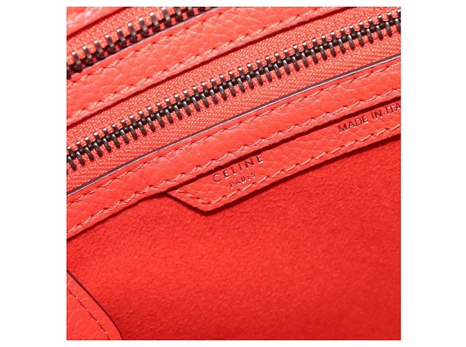 Céline CELINE Luggage Micro Shopper Handtasche aus Leder Rot Silber Authentisch 207671V - Ansicht 21