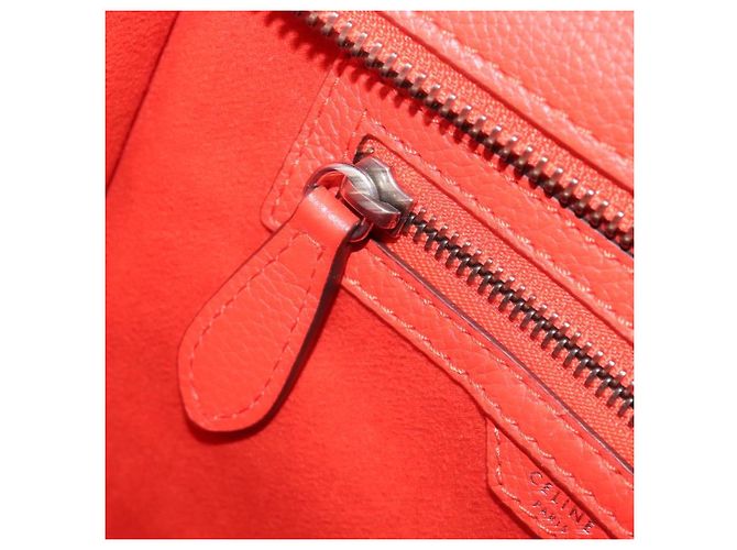 Céline CELINE Luggage Micro Shopper Handtasche aus Leder Rot Silber Authentisch 207671V - Ansicht 24
