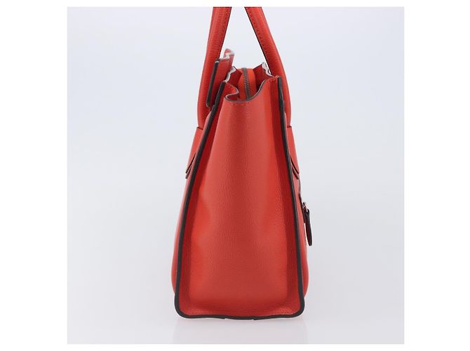 Céline CELINE Luggage Micro Shopper Handtasche aus Leder Rot Silber Authentisch 207671V - Ansicht 3