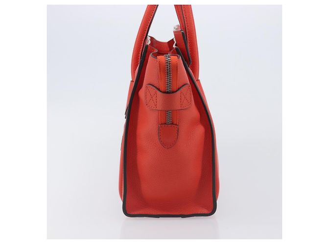 Céline CELINE Luggage Micro Shopper Handtasche aus Leder Rot Silber Authentisch 207671V - Ansicht 4