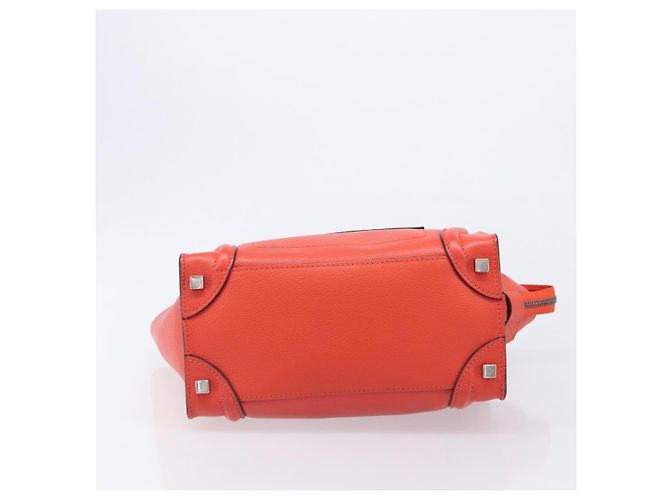 Céline CELINE Luggage Micro Shopper Handtasche aus Leder Rot Silber Authentisch 207671V - Ansicht 5