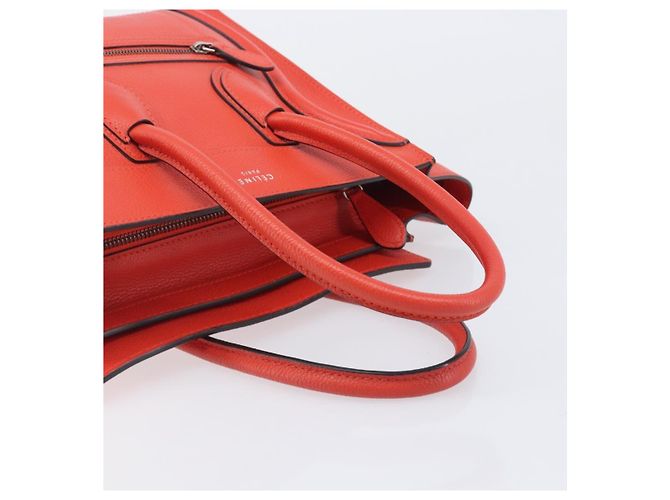 Céline CELINE Luggage Micro Shopper Handtasche aus Leder Rot Silber Authentisch 207671V - Ansicht 7