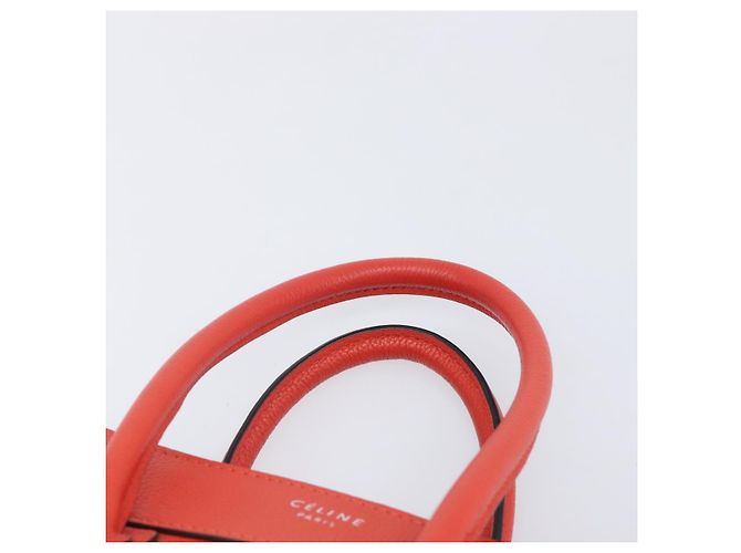 Céline CELINE Luggage Micro Shopper Handtasche aus Leder Rot Silber Authentisch 207671V - Ansicht 8
