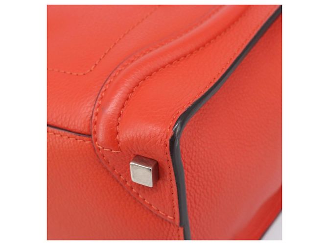 Céline CELINE Luggage Micro Shopper Handtasche aus Leder Rot Silber Authentisch 207671V - Ansicht 9