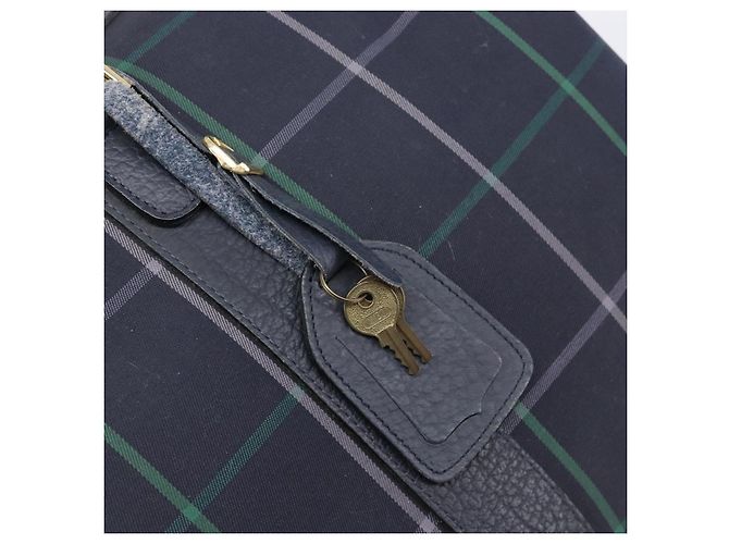 Burberrys Nova Check Boston Bag Canvas Navy Gold Auth 201462A Golden Marineblau - Ansicht 11