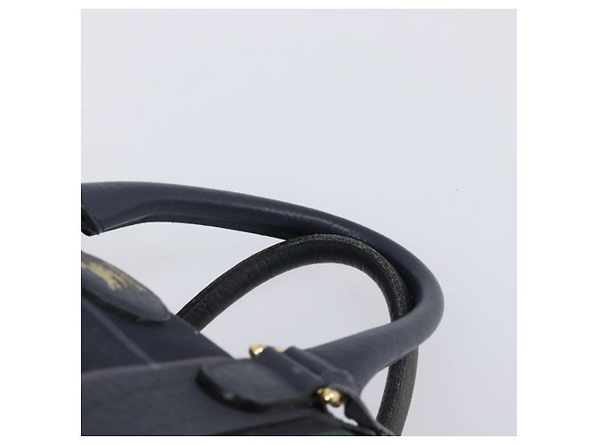 Burberrys Nova Check Boston Bag Canvas Navy Gold Auth 201462A Golden Marineblau - Ansicht 8