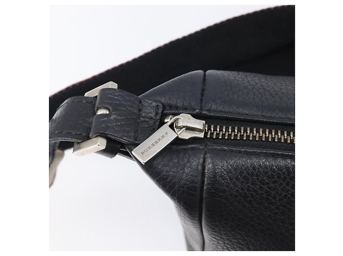 Borsa a Tracolla BURBERRY Pelle Nero Argento Auth 206738A - vista 11