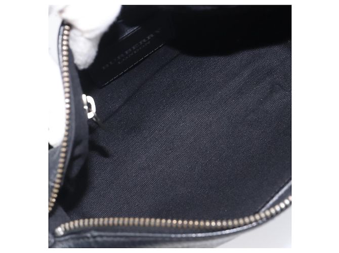 Borsa a Tracolla BURBERRY Pelle Nero Argento Auth 206738A - vista 12