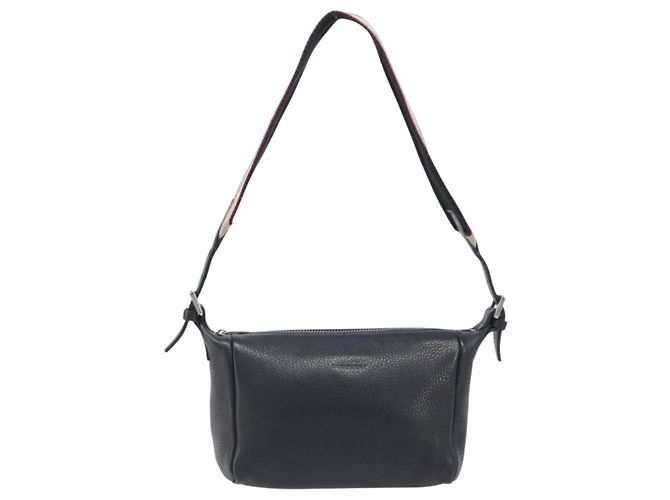 Borsa a Tracolla BURBERRY Pelle Nero Argento Auth 206738A - vista 13