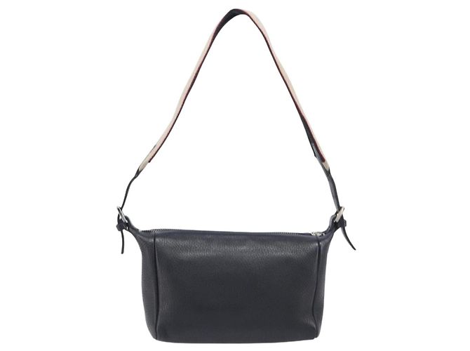 Borsa a Tracolla BURBERRY Pelle Nero Argento Auth 206738A - vista 2