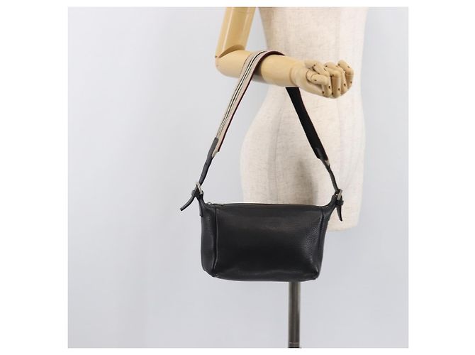 Borsa a Tracolla BURBERRY Pelle Nero Argento Auth 206738A - vista 23