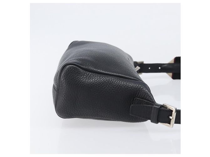 Borsa a Tracolla BURBERRY Pelle Nero Argento Auth 206738A - vista 3