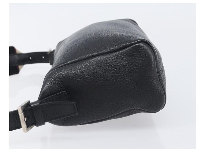 Borsa a Tracolla BURBERRY Pelle Nero Argento Auth 206738A - vista 4