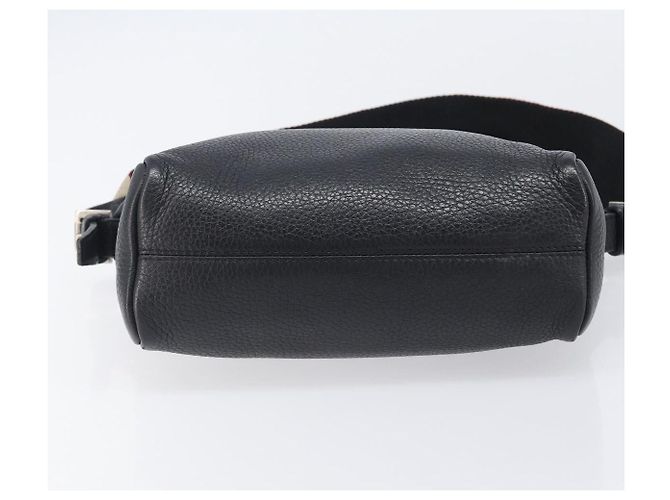 Borsa a Tracolla BURBERRY Pelle Nero Argento Auth 206738A - vista 5