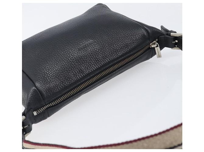 Borsa a Tracolla BURBERRY Pelle Nero Argento Auth 206738A - vista 6