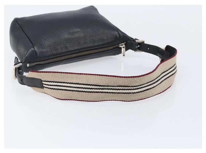Borsa a Tracolla BURBERRY Pelle Nero Argento Auth 206738A - vista 7