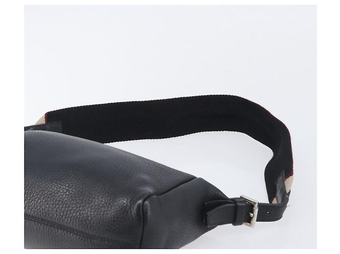 Borsa a Tracolla BURBERRY Pelle Nero Argento Auth 206738A - vista 8