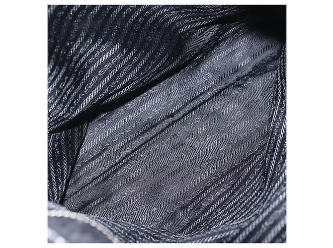 Saco Tote PRADA Nylon Couro Preto Prata Auth am12735A - vista 10
